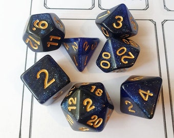 Dungeons & Dragons 7 Piece Polyhedral Dice Set Blue Nebula Dice
