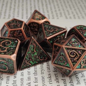 RPG Metal Green/Purple Dungeons & Dragons Dice Set