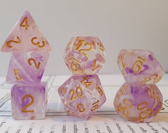 Lilac Smokey Dungeons And Dragons Polyhedral Dice Set