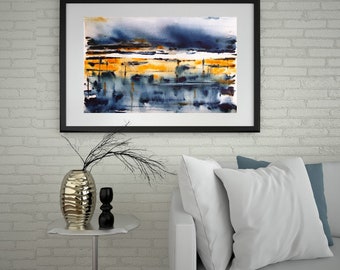 Abstract wall watercolor picture boho modern minimalism