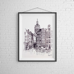 Affiche d'impression d'Amsterdam Art à l'encre Affiche de maison d'Amsterdam