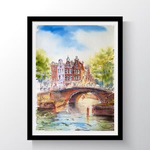 Amsterdam schilderij, grachtenpanden, print, gracht van Amsterdam, print van mijn originele kunstwerken