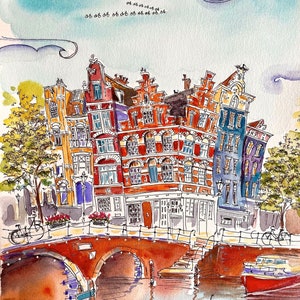 Dipinto ad acquerello di Amsterdam