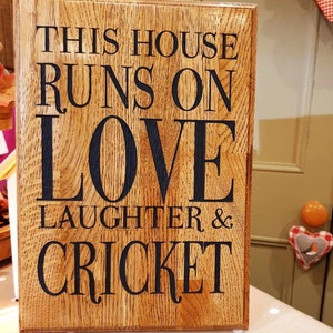 Cricket Lovers ~ Engraved Wooden Sign ~ House