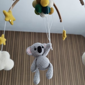 Koala Balloons and clouds baby mobile cot Newborn Safari Girl boy mobile crib Nursery Decor Mobile Felt Wool Ready to ship image 3