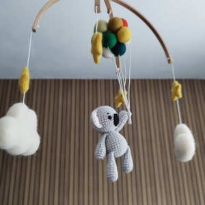 Koala Balloons and clouds baby mobile cot Newborn Safari Girl boy mobile crib Nursery Decor Mobile Felt Wool Ready to ship image 4