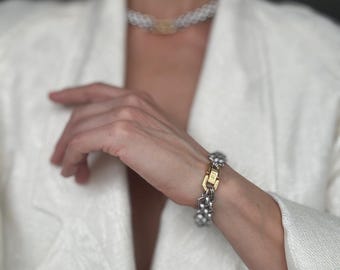 MACHINA Threaded Bracelet | Dual Tone | Stainless Steel | Watch Band Clasp | Waterproof 