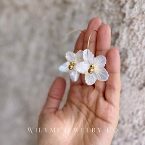 FLOWER CHILD Drama Hoops | Mother Of Pearl Earrings | Hand Carved | Gold Plated | Hypoallergenic