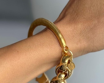 MACHINA Gold Bracelet | 18k & 24k Gold Filled | High Shine + Brushed Finish | Adjustable Sizes