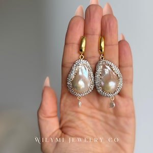 CLARITY ENCAPSULATE Matching Baroque & Crystal Earrings | Keshi Pearls | Gold Filled