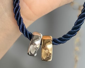 Midnight Blue Silk Rope Necklace/Choker | 24K Gold Filled | Silver & Gold Pendants