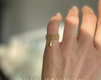 Dainty Gold Filled Droplet Ring: Dainty Mediterranean Style