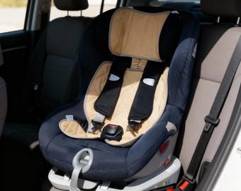 Capa de assento de carro de linho orgânico: Almofada de resfriamento para recém-nascidos, 0-36 kg