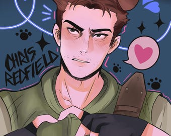 Cute Chris Redfield Puppy Ears Resident Evil Print
