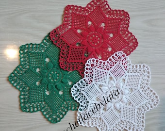 Christmas doilies PATTERN, Christmas decor, crochet PDF instant, Crochet doily pattern, Ukrainian shop