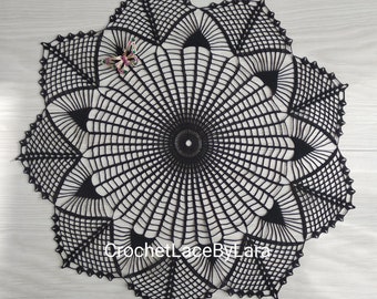 Black Crochet Spiderweb Doily, Halloween Decor, 17 inch