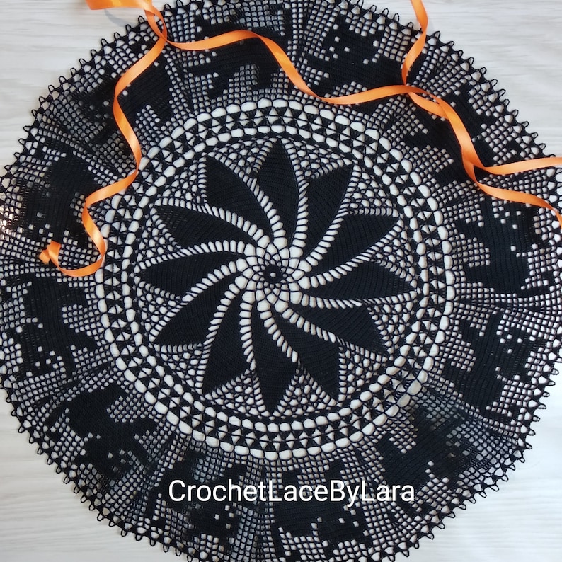 Crochet cat doily PATTERN, Instant PDF doily, crochet spiderweb PATTERN, Ukrainian shop image 1