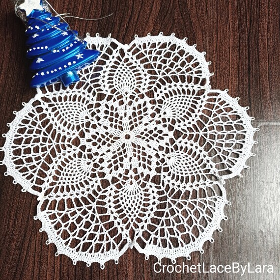 Lot De 6 Napperons Ronds Crochetés Main - Coton Blanc 9cm - Fait Main Français