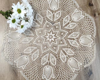Wzór na szydełkową serwetkę z tulipanami, okrągła, 16 cali (natychmiastowy plik PDF)