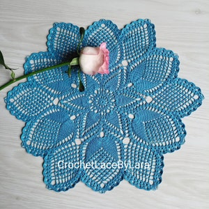 Turquoise crochet doily, Holiday table decor, Christmas decorations, Teal crochet doily, Ukrainian shop