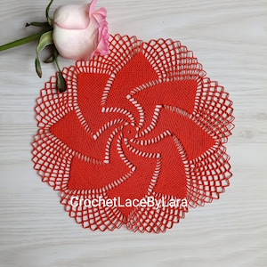 Christmas crochet doily, Christmas decorations, Red crochet doily, Ukrainian shop