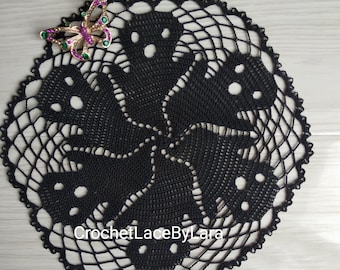 Black Crochet Ghost Doily, Halloween Decor, 8 inch