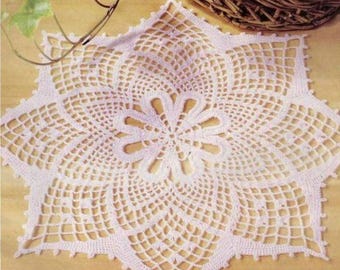 Crochet Doily Pattern, Floral Tablecloth Design (Instant PDF)