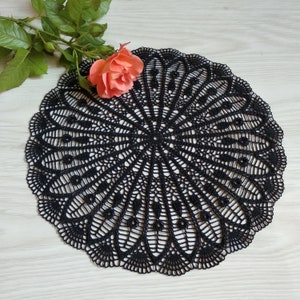 Black crochet doily, Halloween black decor, Halloween doily, Spider web doily