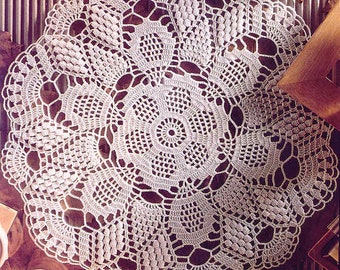 White crochet doily, white floral doily, lace crochet doily