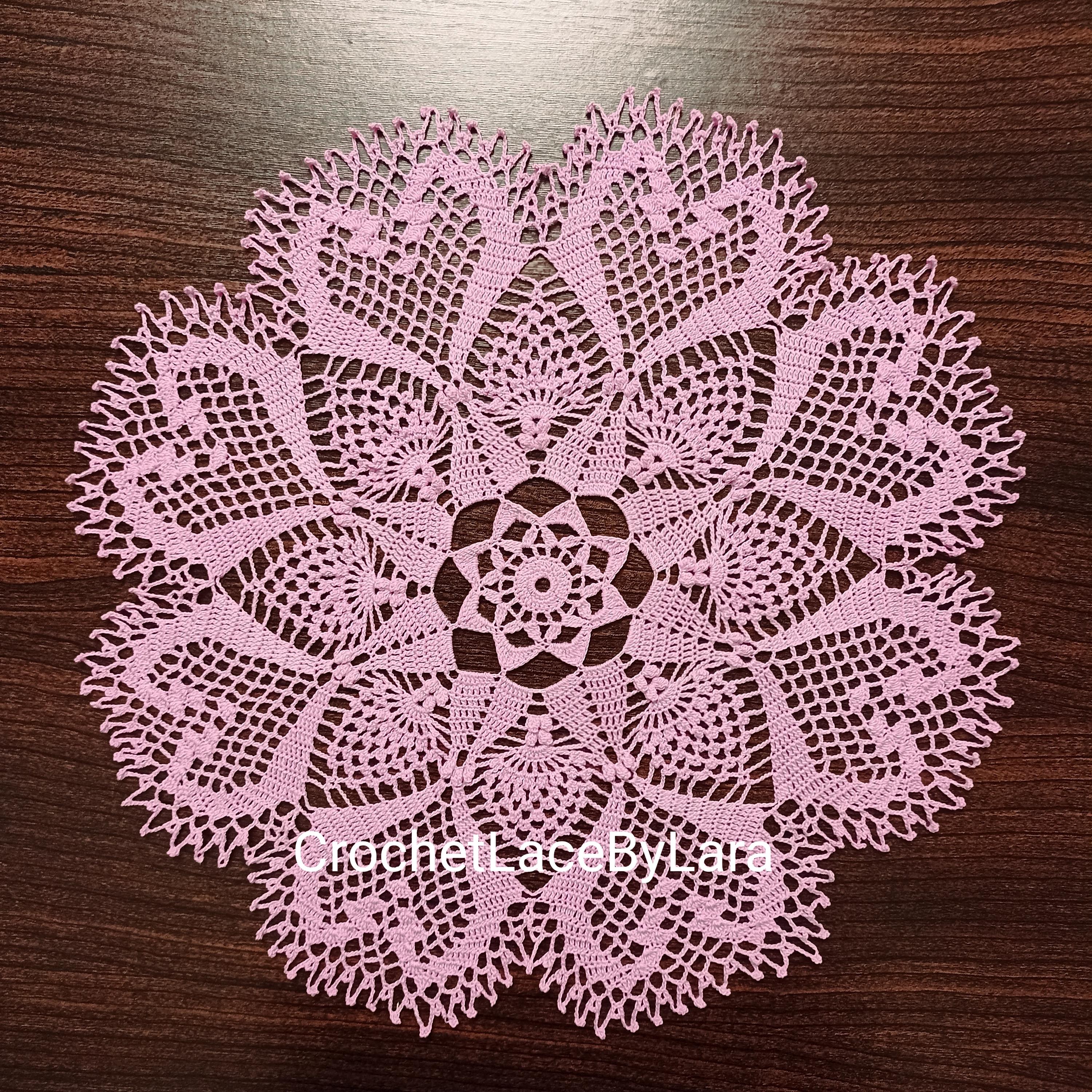 Napperon Rond En Coton Brodé De Roses - Diamètre 22,5 Cm - Occasion