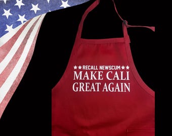 Delantal de barbacoa para cocina contra Newsom Newscum Trump Make California Great Again. MAGA USA 2024 divertido