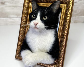 Cat portrait, Custom Cat Portrait, 3D Felt Cat , Personalized Cat Portrait, Pet Memorial, Cat Loss Gift, Pet Remembrance, Realistic cat