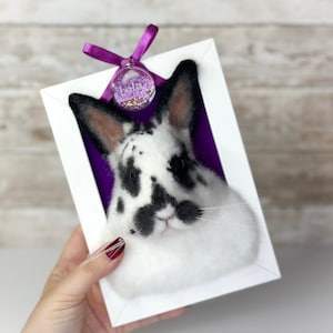 Bunny portrait, needle felted bunny pet replica, realistic rabbit miniature