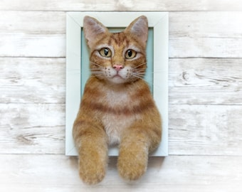 Custom Felted Cat Portrait, personalized pet portrait, Pet Memorial,Pet Loss Gift, Felted Animals,Birthday Gift