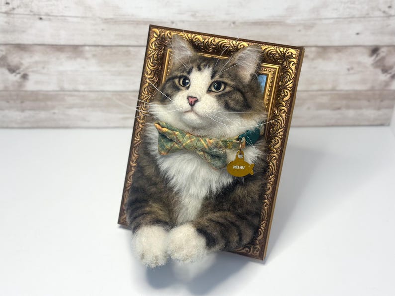 Cat portrait, Custom Cat Portrait, 3D Felt Cat , Personalized Cat Portrait, Pet Memorial, Cat Loss Gift, Pet Remembrance, Realistic cat image 8