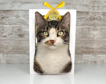 Custom Felted Cat Portrait, personalized pet portrait, Pet Memorial,Pet Loss Gift, Felted Animals,Birthday Gift