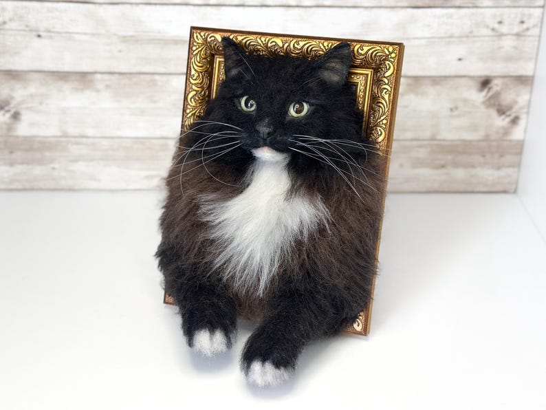Cat portrait, Custom Cat Portrait, 3D Felt Cat , Personalized Cat Portrait, Pet Memorial, Cat Loss Gift, Pet Remembrance, Realistic cat image 2