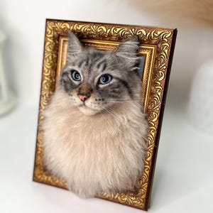 Cat portrait, Custom Cat Portrait, 3D Felt Cat , Personalized Cat Portrait, Pet Memorial, Cat Loss Gift, Pet Remembrance, Realistic cat image 5