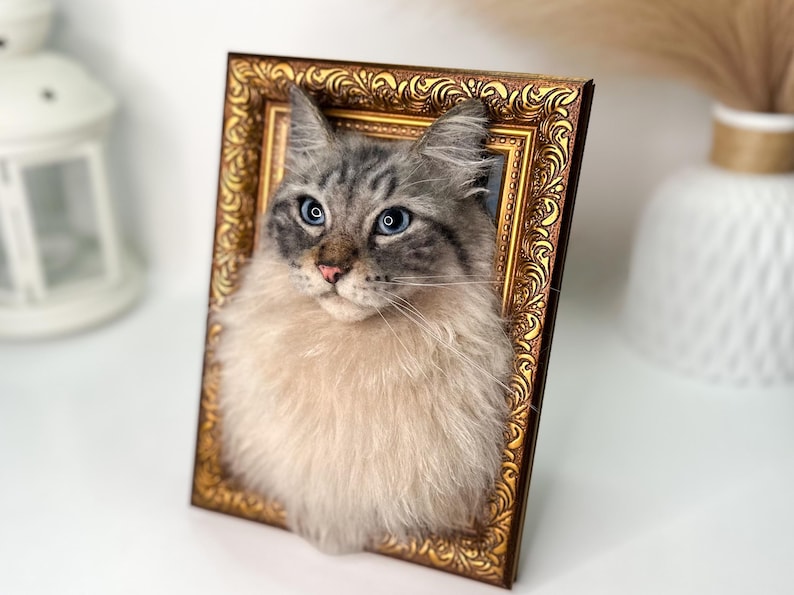 Cat portrait, Custom Cat Portrait, 3D Felt Cat , Personalized Cat Portrait, Pet Memorial, Cat Loss Gift, Pet Remembrance, Realistic cat image 5