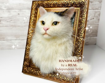 Cat portrait, Custom Cat Portrait, 3D Felt Cat , Personalized Cat Portrait, Pet Memorial, Cat Loss Gift, Pet Remembrance, Realistic cat