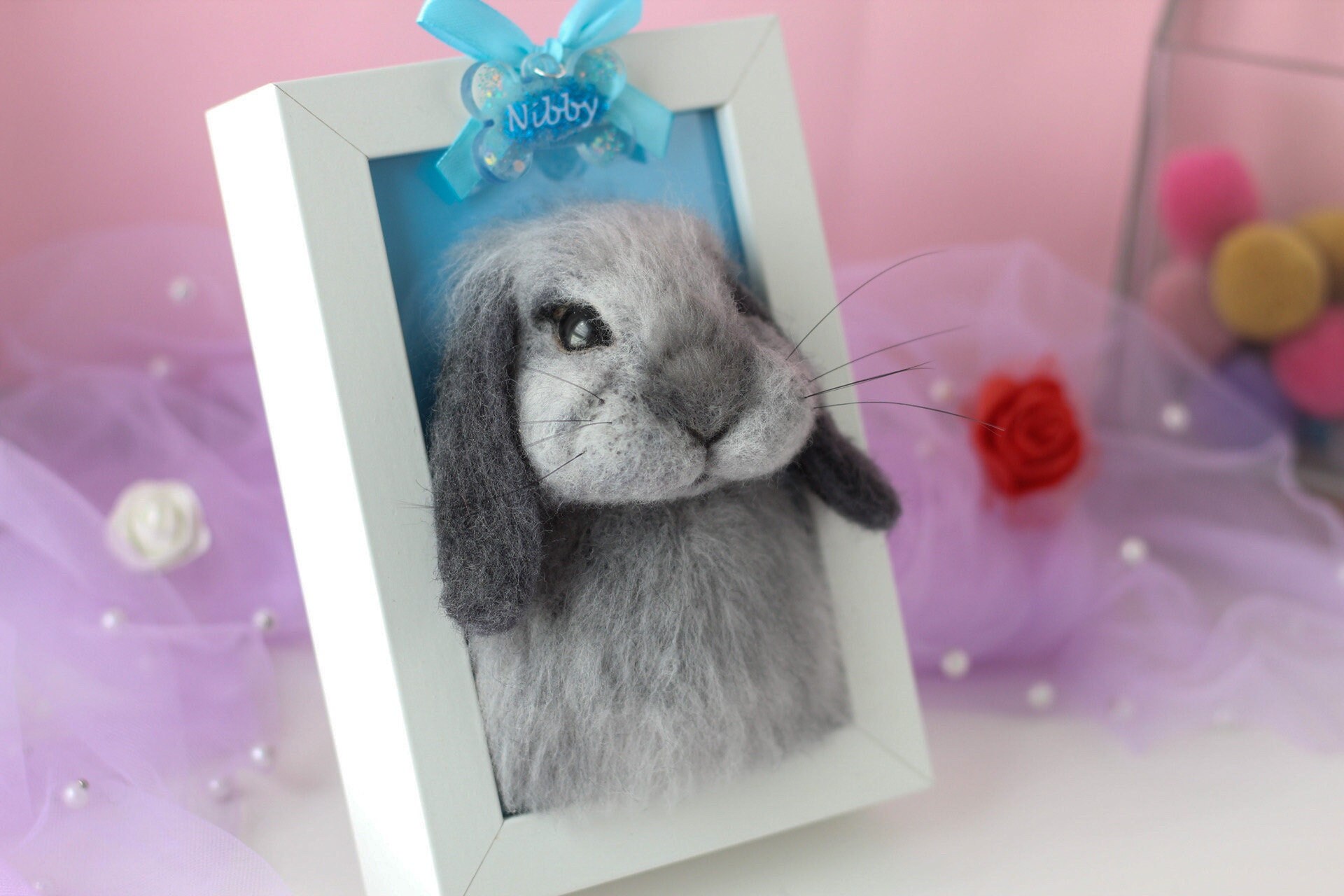 Bunny Portrait, Needle Felted Bunny Pet Replica, Realistic Rabbit ...