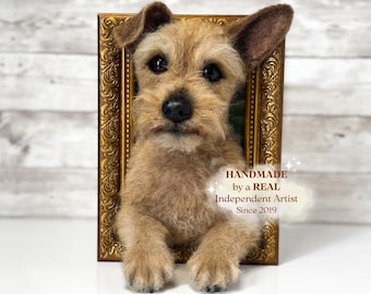 Pet portrait from photo, pet memorial ornament, dog felted pet portrait, pet loss gift, felt animals replica, custom made pet bust