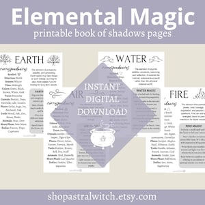 Elemental Magic Printable Grimoire Pages