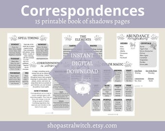 Magical Correspondences | Printable Witchcraft Grimoire Pages