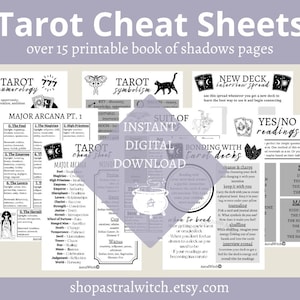 Tarot Cheat Sheets Printable Grimoire Pages