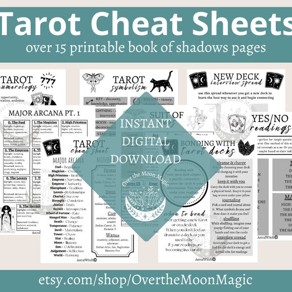 Tarot Cheat Sheets Printable Grimoire Pages