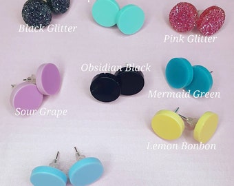 Basic B*tch Round Dot Earrings. Multiple Colours Available! Handmade Stud Acrylic Earrings.