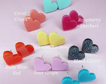 Basic B*tch Heart Earrings. Multiple Colours Available! Handmade Stud Acrylic Earrings.