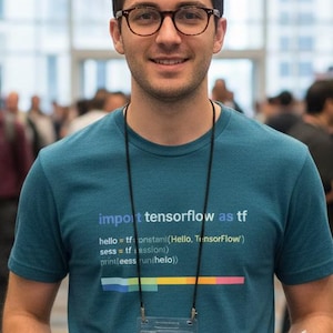 T-shirt TensorFlow, IA, geek, nerd, codeur, programmeur, vision par ordinateur, t-shirt avec reconnaissance faciale