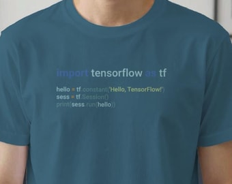 TensorFlow Premium Bella + Canvas T-Shirt, AI, geek, nerd, coder, programmer, computer vision, face recognition tee